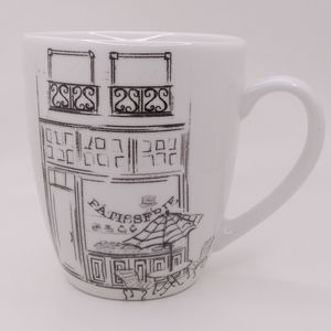 Elle Bistro MUG Patisserie White w/ Black Drawing 12 oz Cup Bakery Cafe Paris